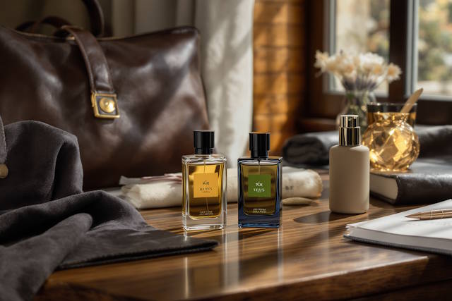 בוקי קולון גברי מתוחכמים על שולחן עץ